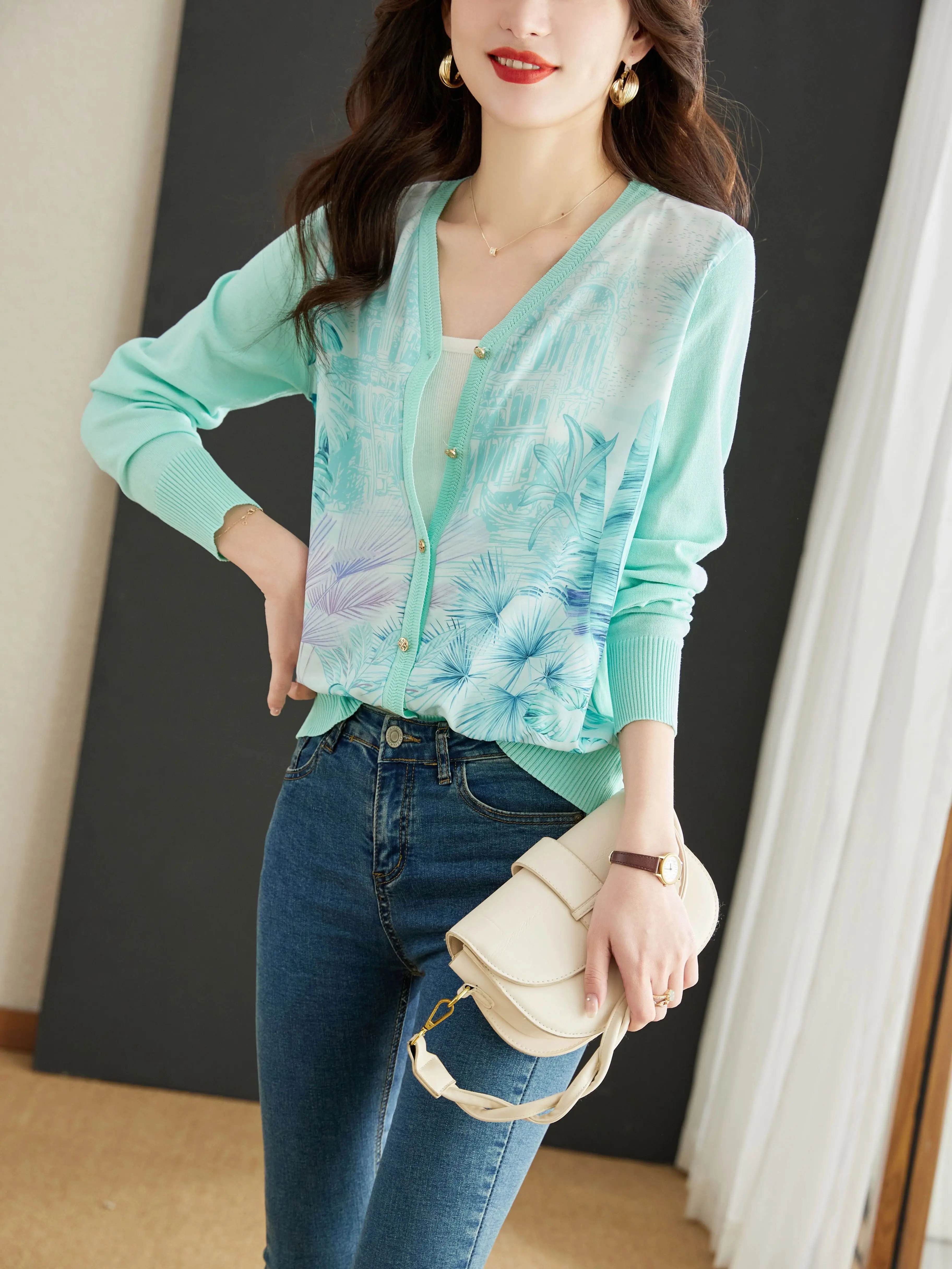 New Casual Soft Knit bottoming shirts Sweater cardigans sweater Tees Basic shirts knitted Tops