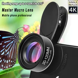 Lente Macro profesional 4K HD 30-120mm para iPhone, videocámara de teléfono, lentes Samsung, todos los teléfonos inteligentes, CPL, filtro estrella