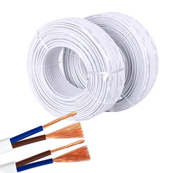 10m power cord / 2 core / flat sheathed cable 2X0.75 mm2 square / pure copper wire Pins Copper Wire Conductor Electric RVV Cable