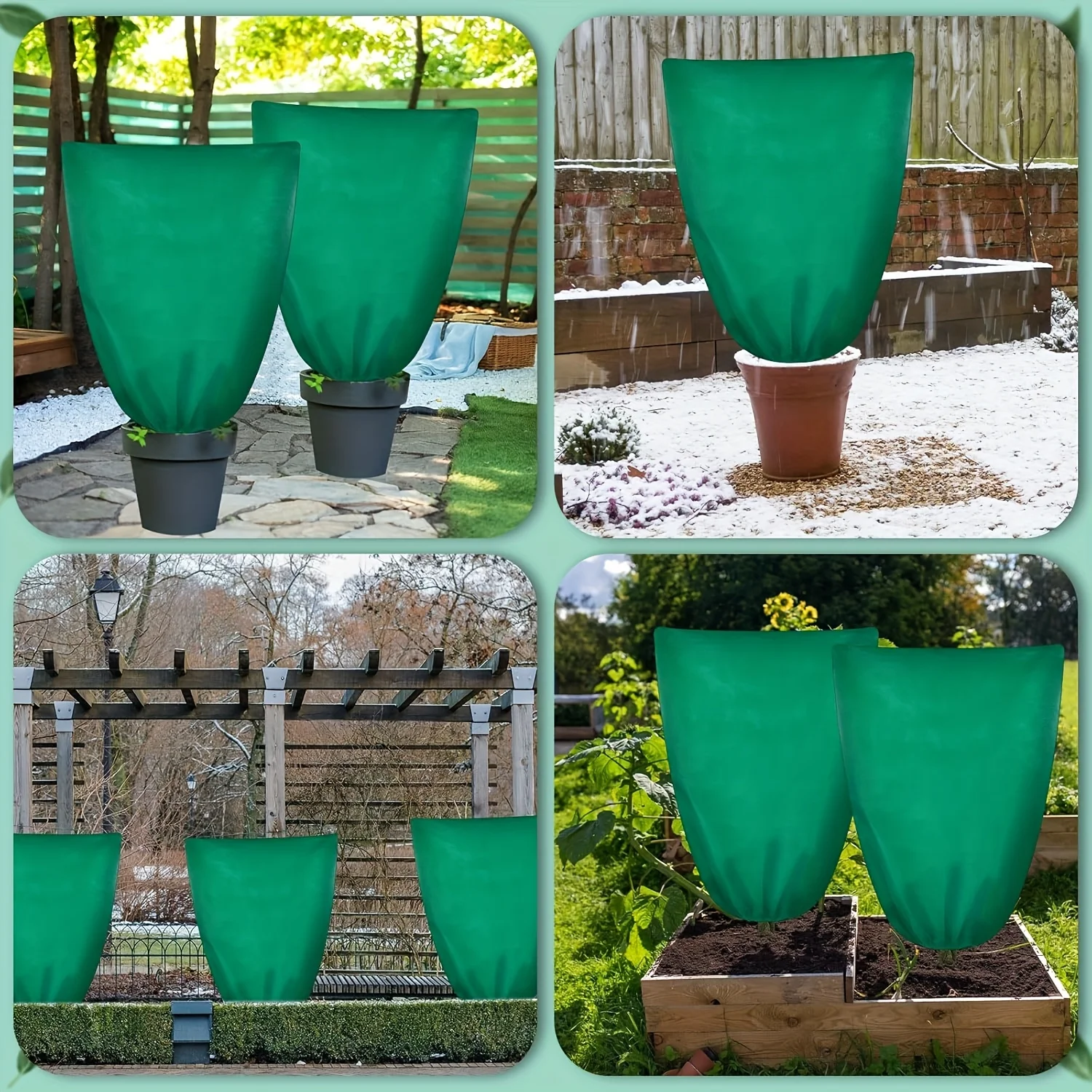 2-piece cold-proof cover, reusable drawstring plant protection bag, warm shrub cover, outdoor garden frost-proof plant jacket