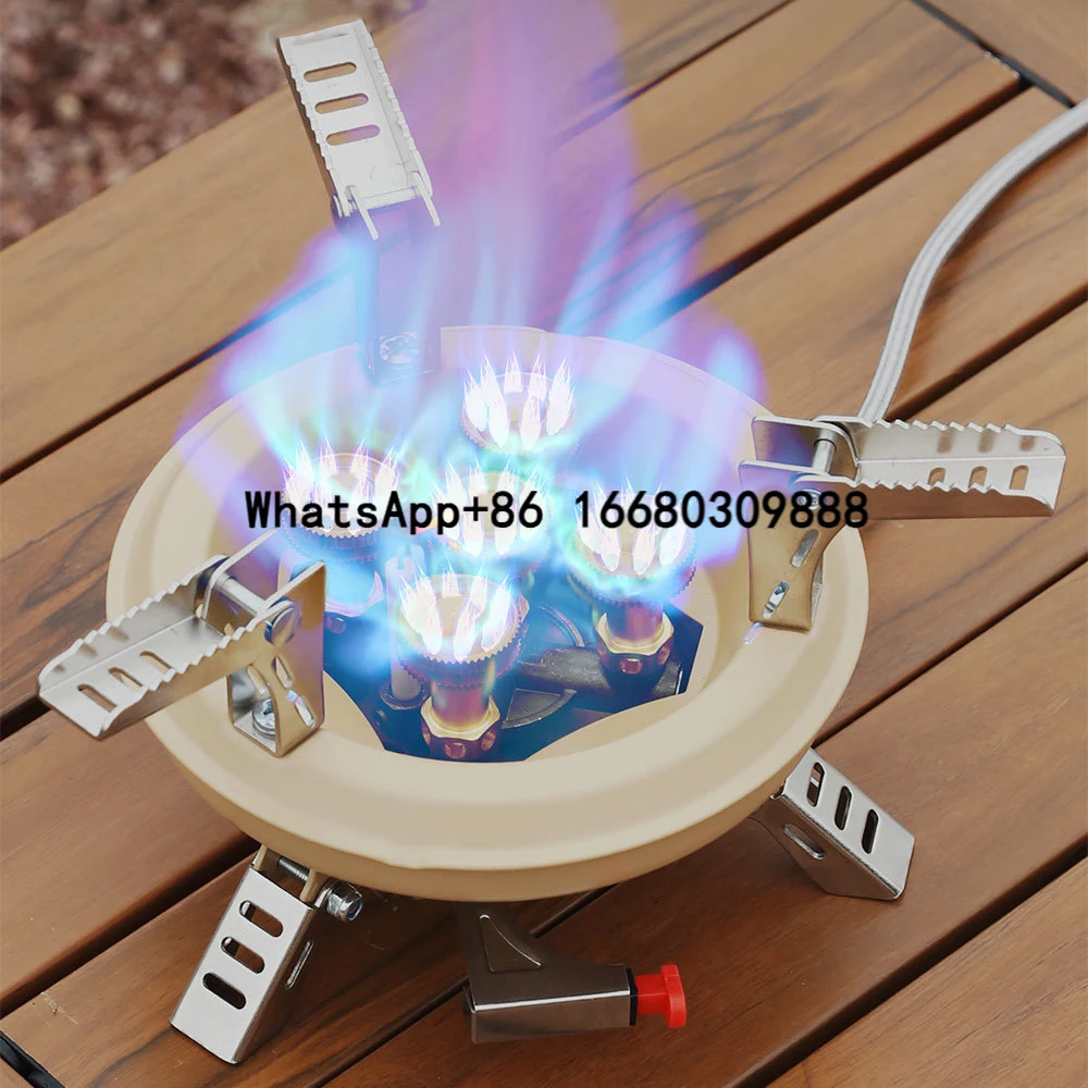 16KW Folding Five-core Fierce Fire Stove Seven Star Cassette Furnace Butane Liquefaction Portable High Power Travel Gas Stove