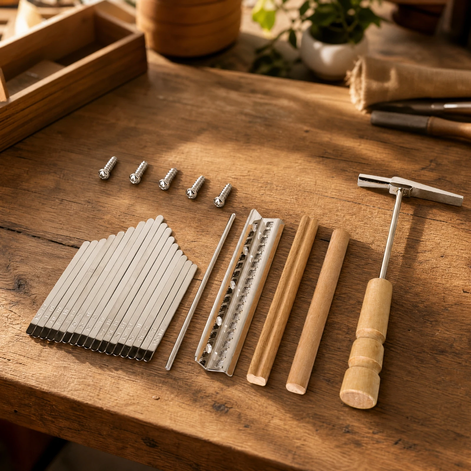 DIY Kalimba Accessory Kit Easy to Use Kalimba Parts Kit with Tuning Hammer Finger Piano Repair Parts Set Long-Lasting 136 G
