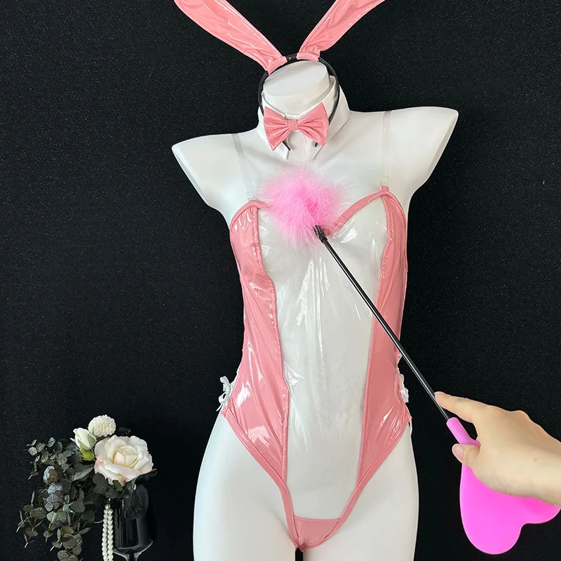 Anime carino Sexy Bunny girl costumi donna in pelle trasparente tuta scuola ragazza biancheria intima camicia da notte vestito vestiti di Halloween