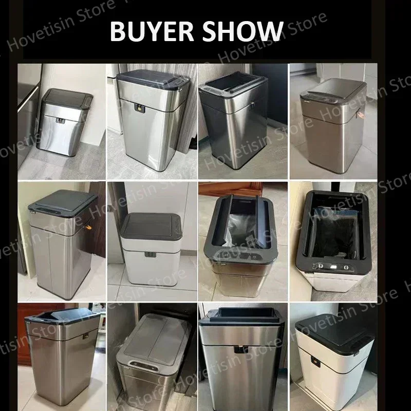 60L Kitchen Smart Trash Can Large Stainless Steel Garbage Bin Rectangular Waste Bin Luxury 40L Trash Basket Home Wastebasket