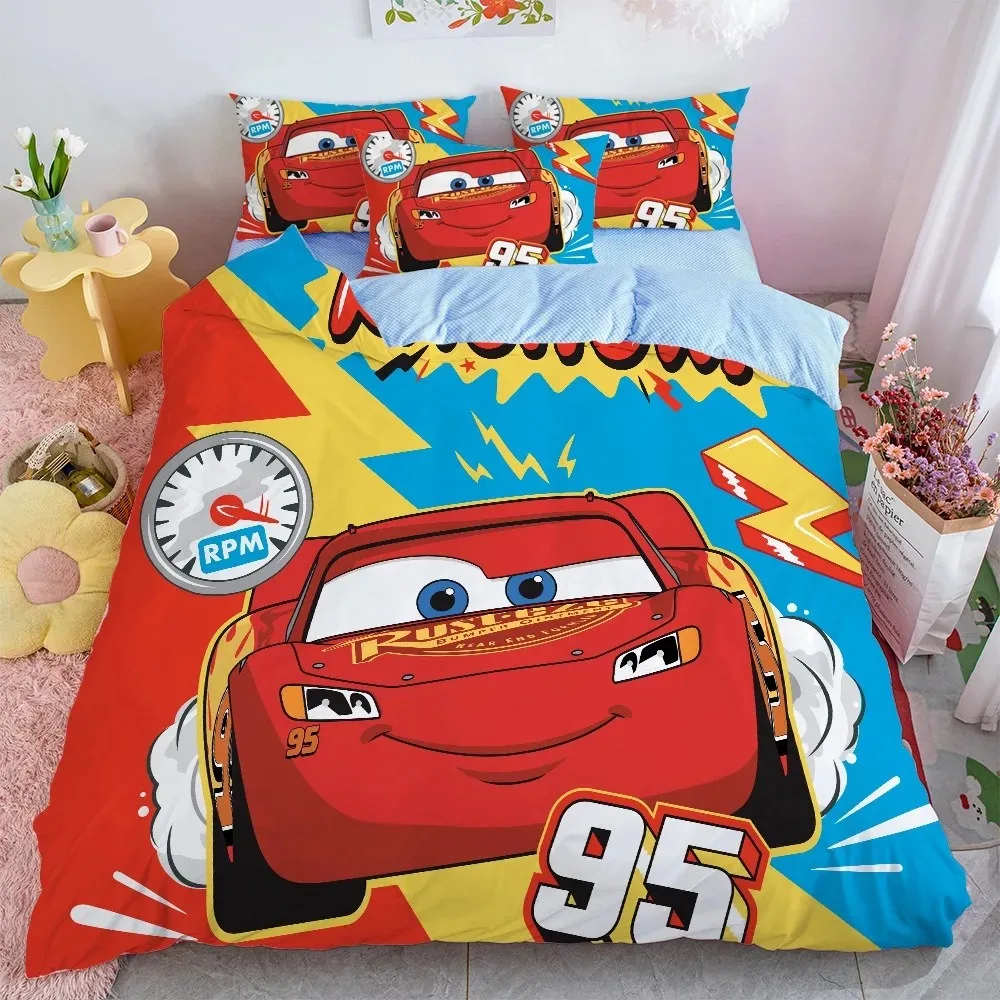 Cartoon Cars Bedding Sets Disney Lightning McQueen Duvet Cover Boy Bedclothes Bed Linen Kids Gift