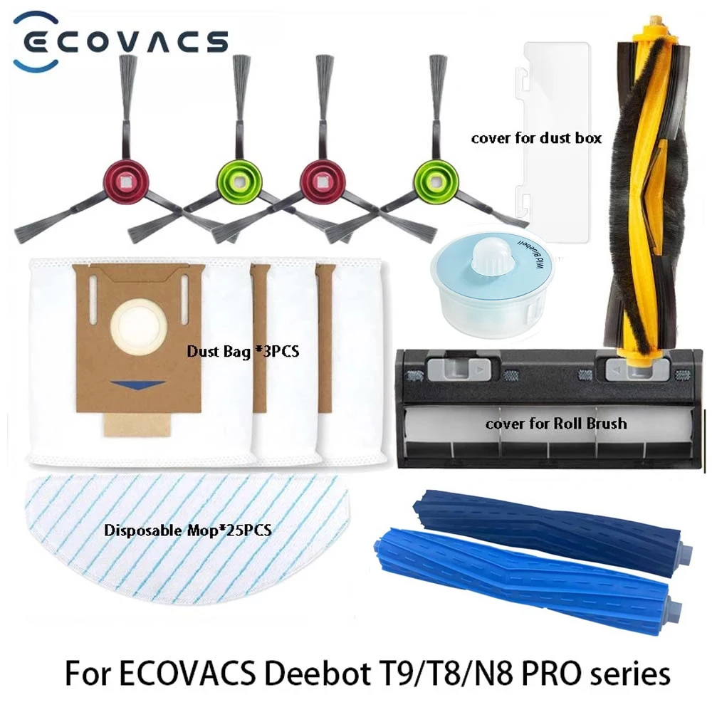 ECOVACS Deebot T9 AIVI T8 AIVI N8 Pro N5Series Robot Vacuum Cleaner with Side Brush Main Brush Dust Box Filter Replacement