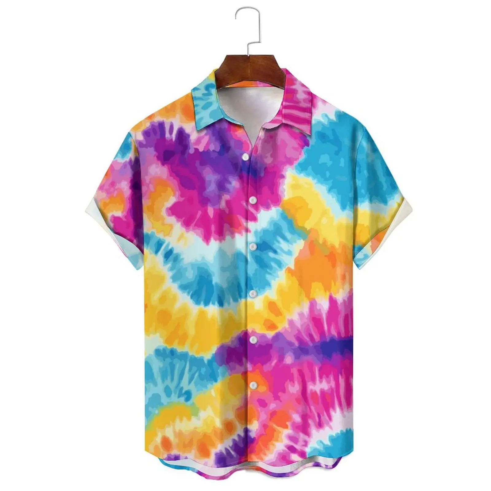 

Hawaiian Summer Men Shirt Color Tie-dye 3D Prints Shirt For Men Flower Print Casual Comfort Hawaiian Shirts Beach Flower Shirts