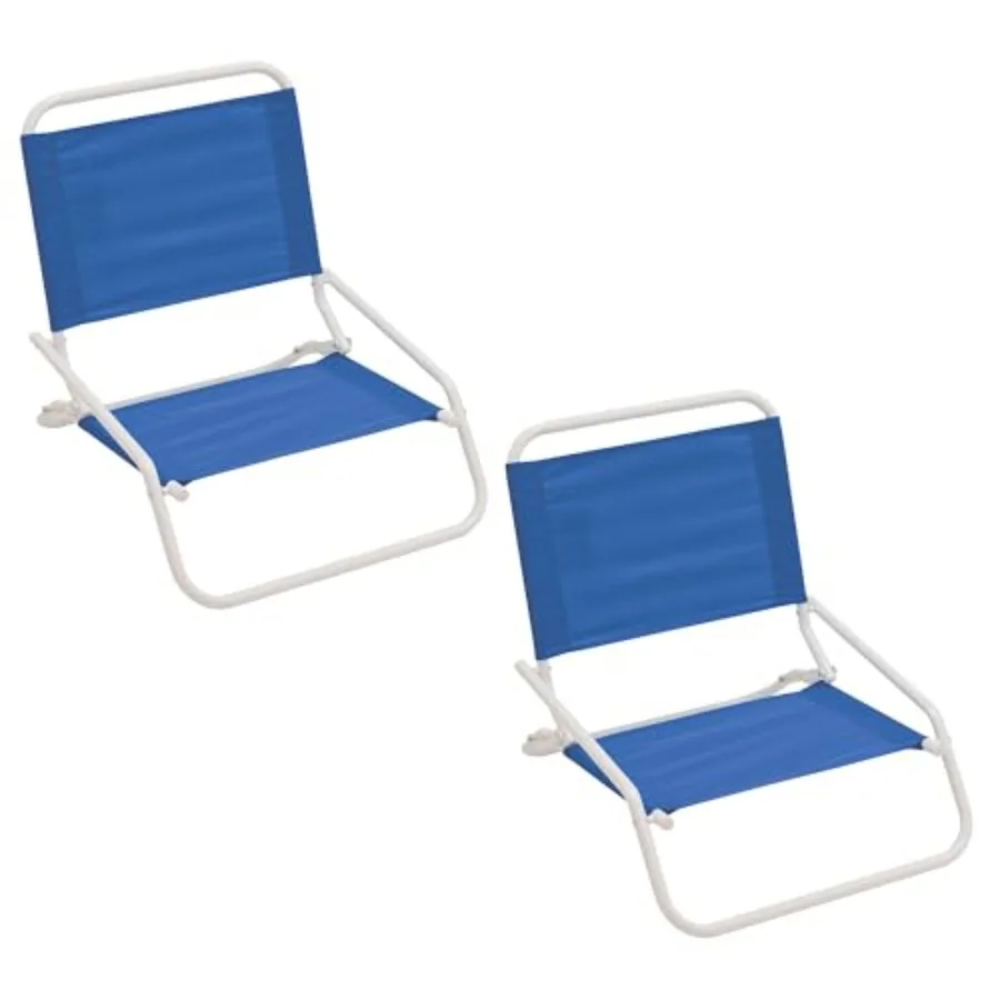 

1-Position Low-Profile Folding Beach Chairs Lightweight Steel Outdoor Portable Camping Chairs Supports up to 190 lbs