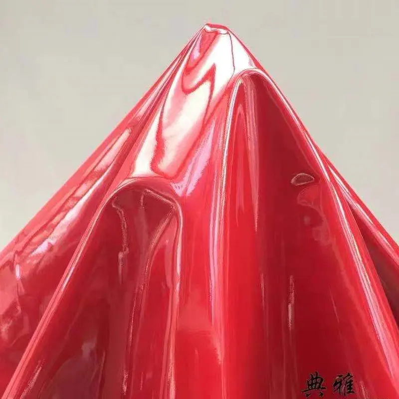Red Black Loose Long Sleeve Zip up Sweatshirt Women Patent Leather Latex Hoodies PU Short Jackets Plus Size Leather Coats