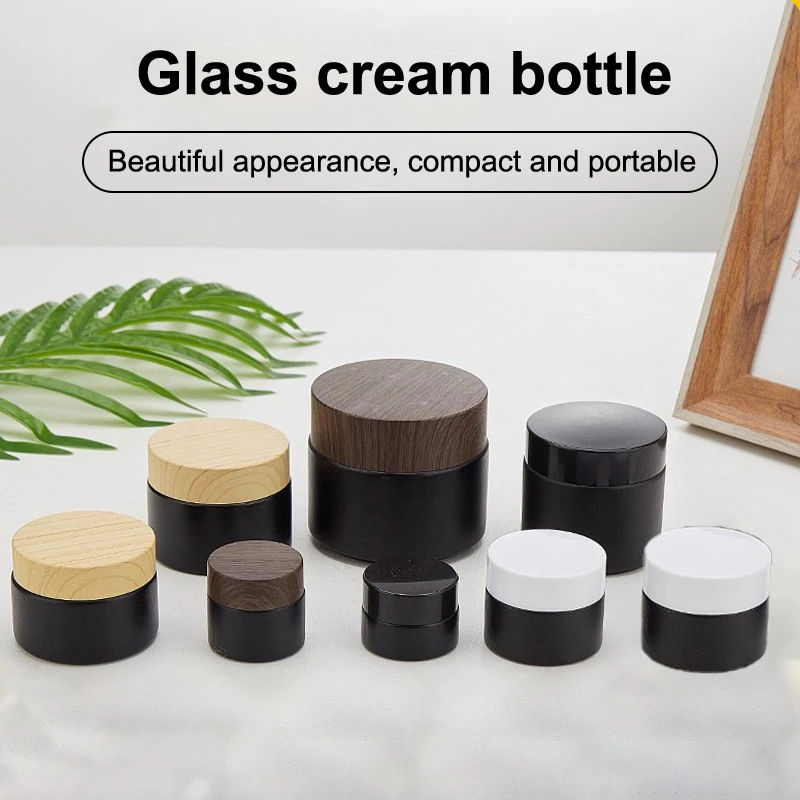 

Пустые банки с пластиковой крышкой, черная стеклянная банка для крема, косметический контейнер 10/30/60 г, стеклянная бутылка, контейнер для макияжа, дорожные косметические банки