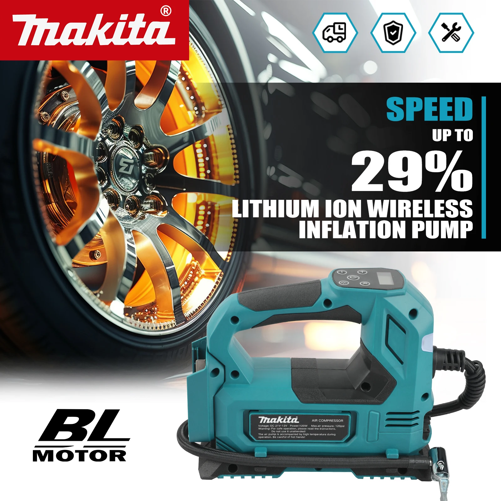 

Автоматический беспроводной компрессор Makita DYS59, электрический насос для накачивания шин, портативный ручной компрессор для аккумуляторов Makita 18V