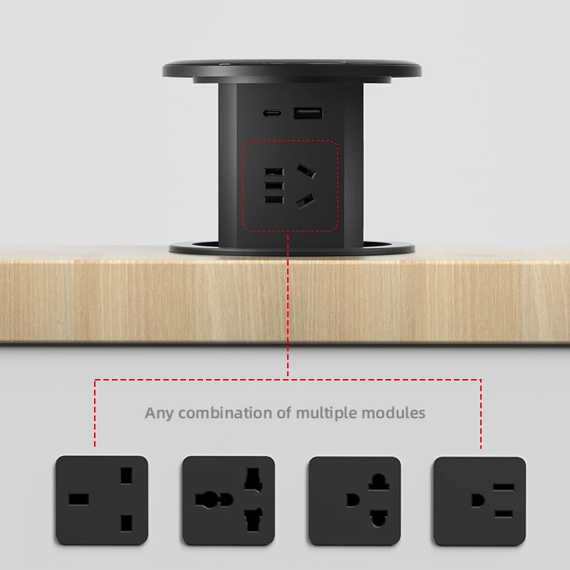 Herepow Automatic Pop Up Socket US UK AU CN Universal Standard Plug Adapter USB Type-c Wireless Charge Port IP55 Home Appliance