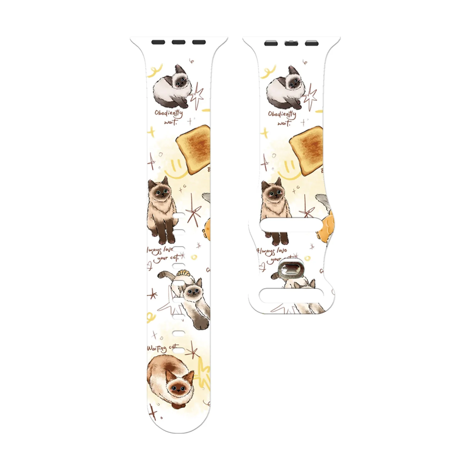 

Harajuku Cat Theme Print Series Watchband for Apple Watch 11/10/9/8/SE, Soft Waterproof Replacement Silicone Band 45mm/44mm/42mm