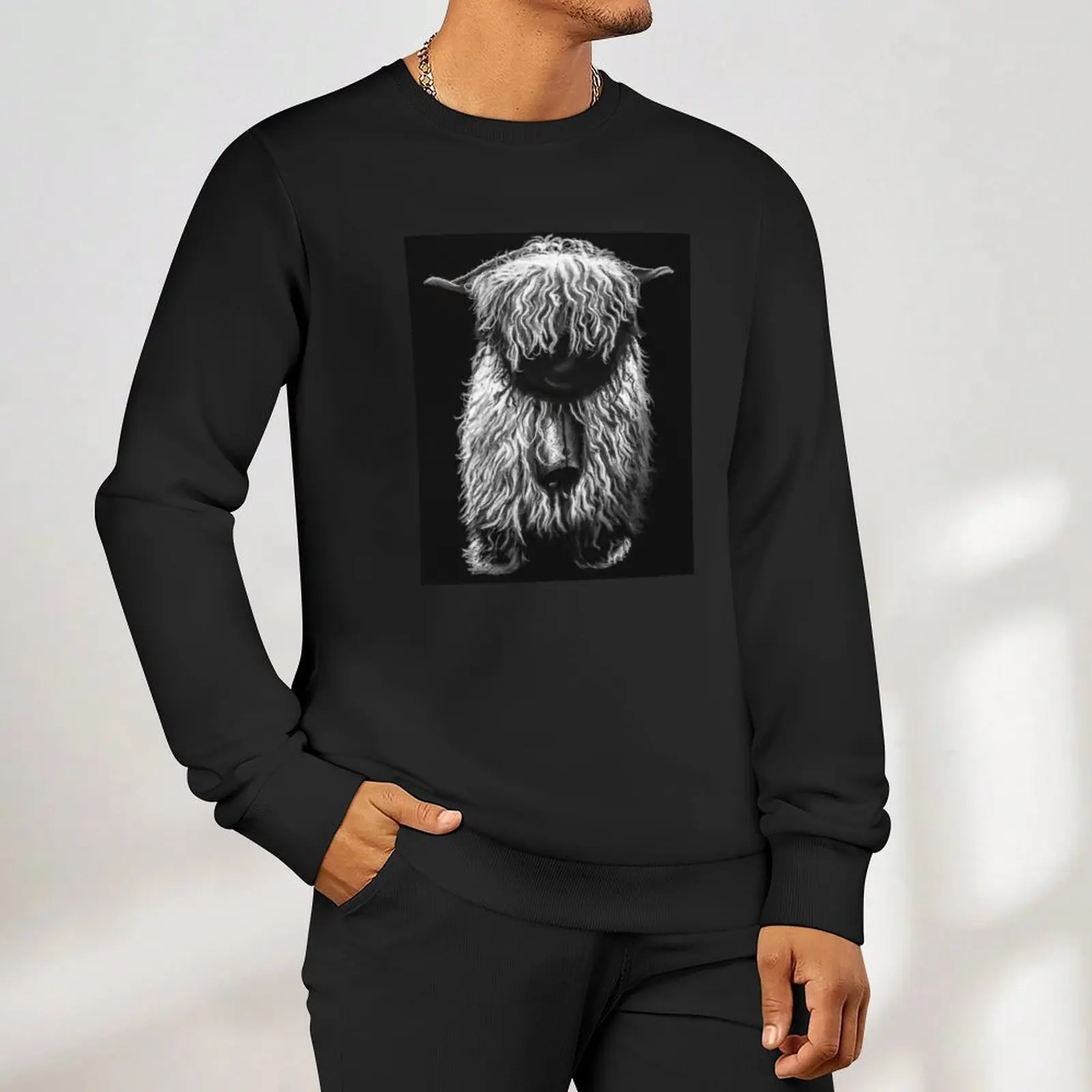 أبيض وأسود سويسري Valais Blacknose Sheep، FluffyValais Blacknose Sheep Art، صورة حيوانات مزرعة الأغنام السويسرية اللطيفة، بلوفر