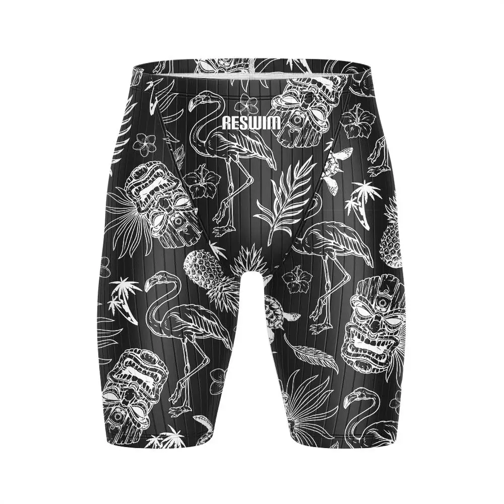 New Men's Swim Jammer Swimsuit Shorts Swimming Trunks Beach Tights Short Surfing Pants Athletic Training Swimwear Swimming Suit