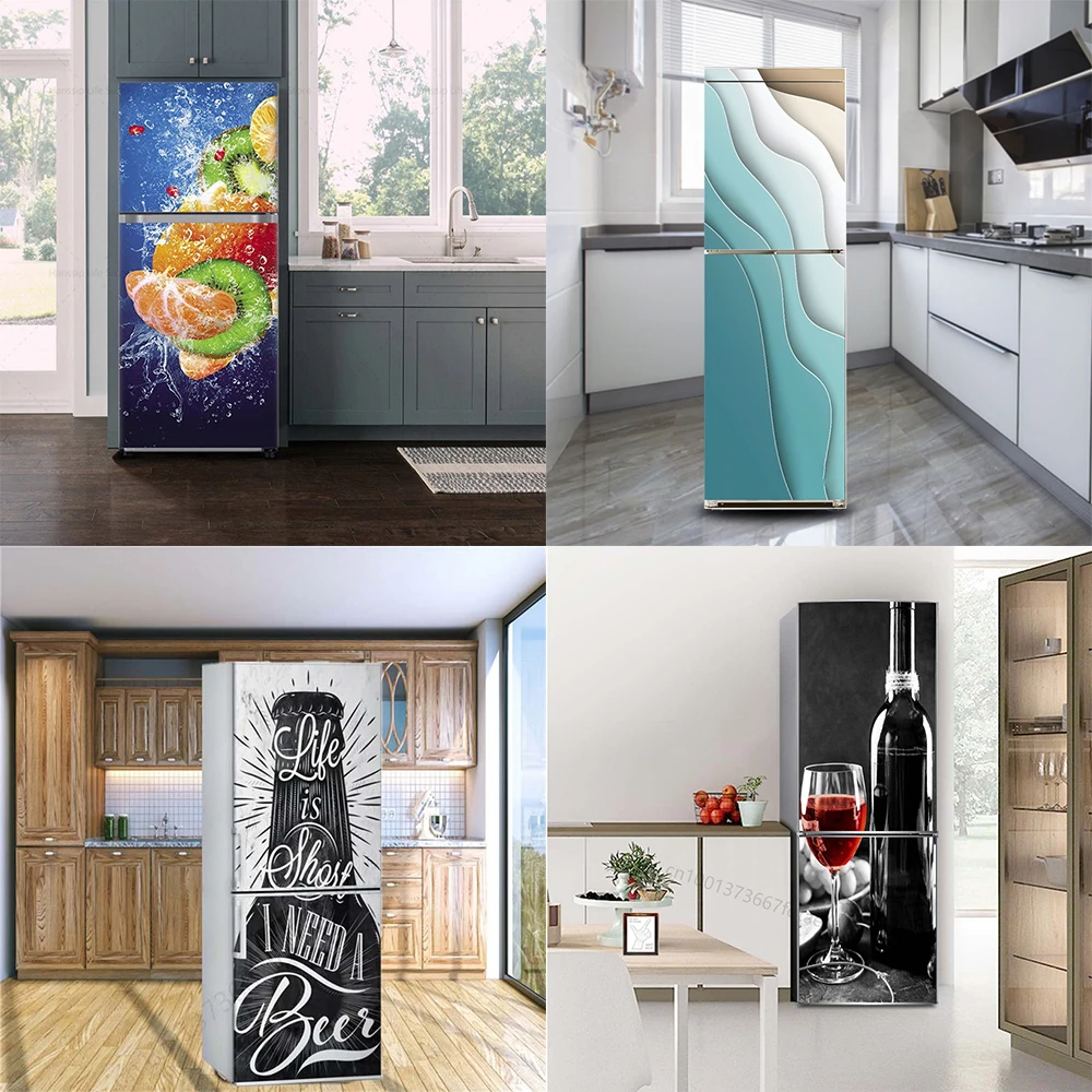 

2024 New Refrigerator Sticker Fruit Poster Modern Mural Kitchen PVC Waterproof DIY Self-Adhesive Home Decor Refrigerator Sticker