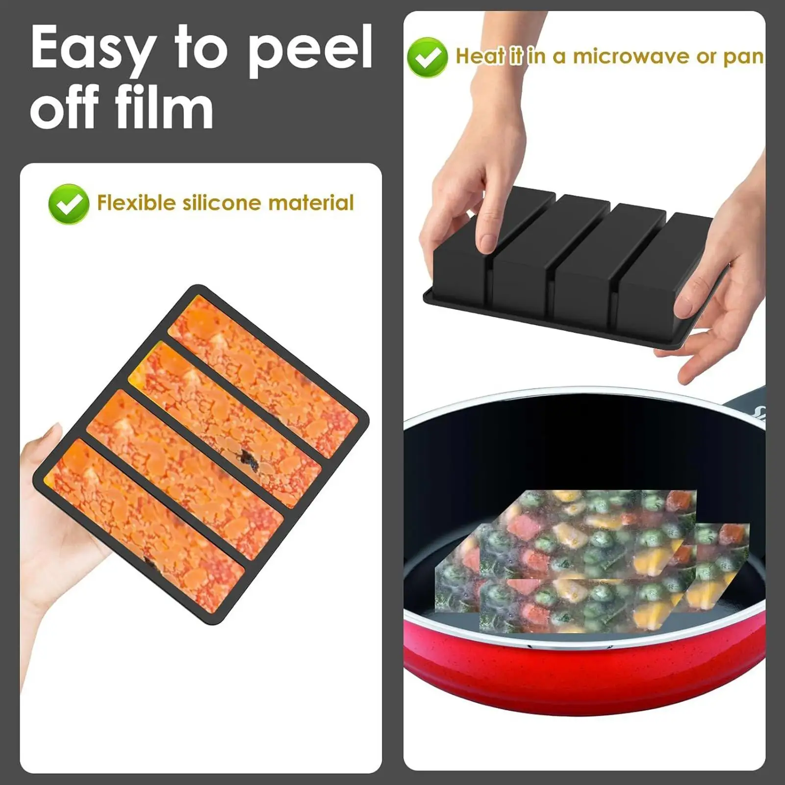 Leakproof Silicone Freezer Trays 4 PCS Soup Broth Stock Ice Cubes Molds Food Storage Containers for Kitchen Dishwasher Safe