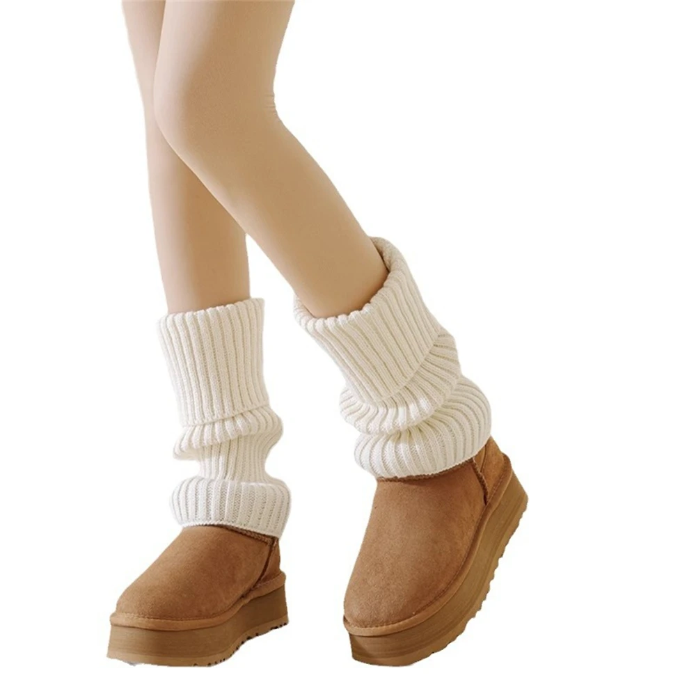 Knitted Pile Calf Socks Women Autumn Winter warm Boot Cover Solid Color Slimming All-match JK Leggings Korean Lolita Leg Warmers