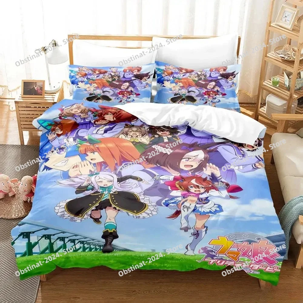 Kawaii Pretty Derby Bedding Set Printed Duvet Cover Pillowcase Single Double Style Queen King Size Sets 3D Print Anime Bed