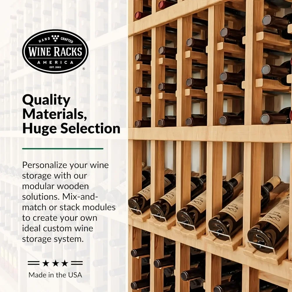 72 Bottle Premium Wooden Wine Rack with Display Top Easy Assembly Modular Wooden Wine Rack, Handcrafted in USA, Pine (Unstained)