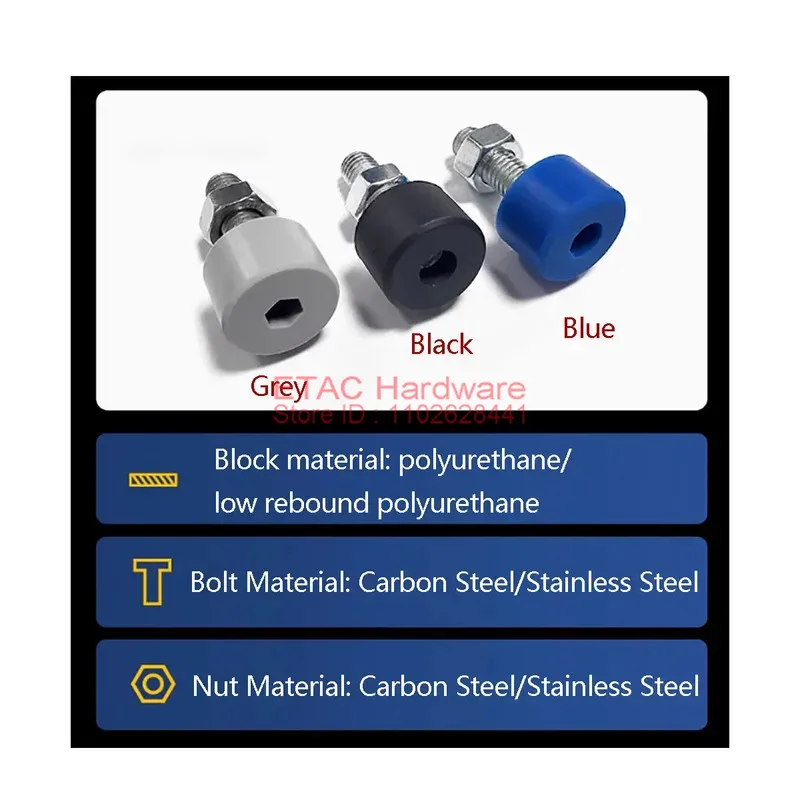 مسامير سدادة من الفولاذ المقاوم للصدأ 304 - طرف مقبس سداسي داخلي مع مصد يوريتان مناسب لدعم قطع العمل بمساحة كبيرة