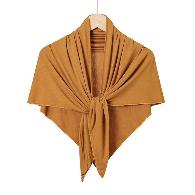 135cm Hot Sale Modal Jersey Hijab Triangle Scarf Woman Muslim Hijab Shawls Ladies Soft Wraps Solid Color Islamic Headband Turban image 3