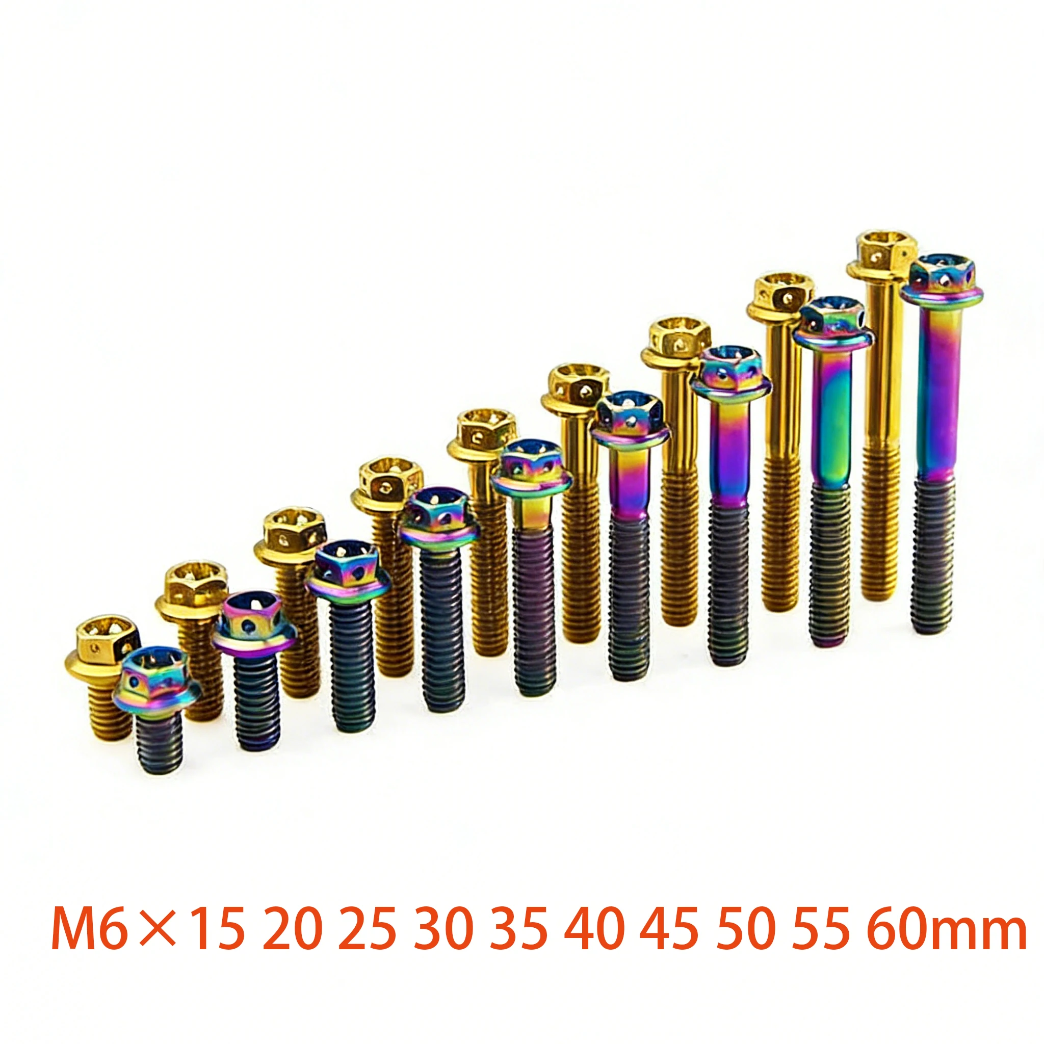 Titanium Alloy Flange Head Screw M6×15 20 25 30 35 40 45 50 55 60mm Hexagon Head  Hollow Motorcycle Modification Bolt Fastener