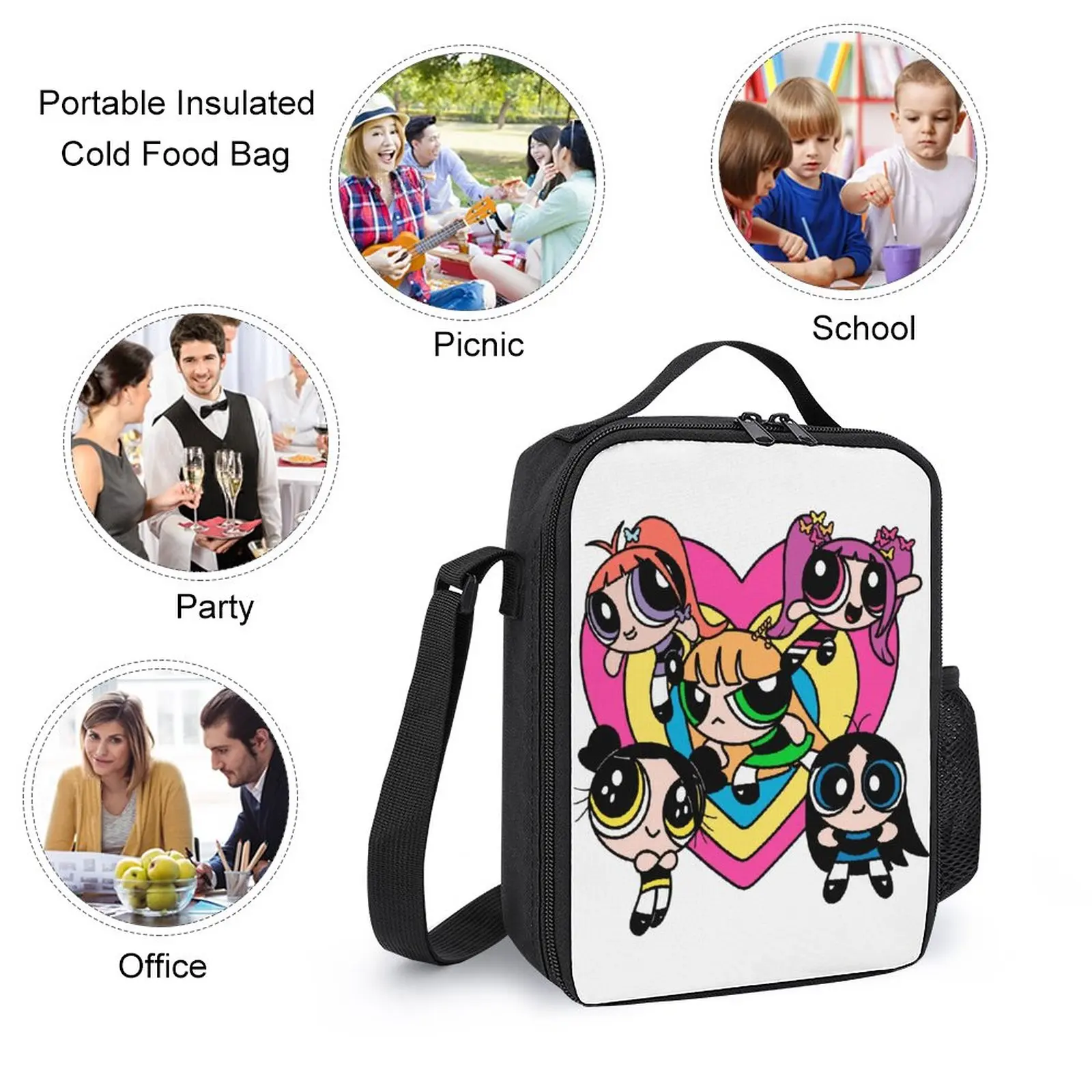 New Jeans Power Puff Girl Super Shy 6 Firm Cozy Infantry Pack 3 in 1 Set 17 Inch Backpack Lunch Bag Pen Bag  Sports Activities F