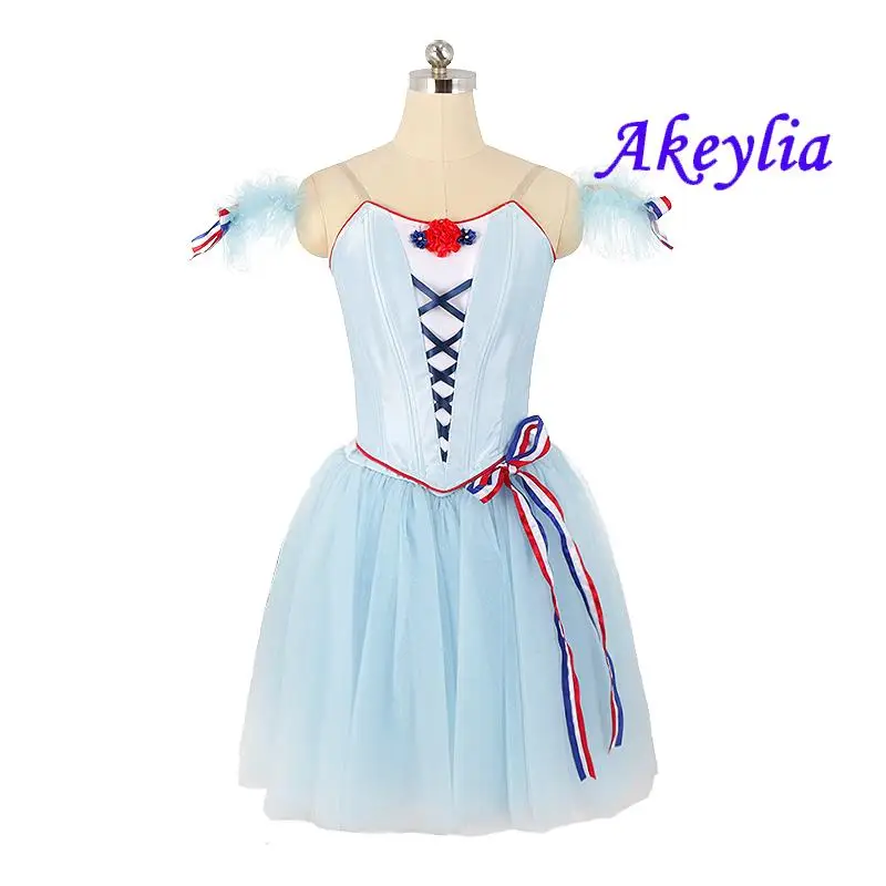 Sem elasticidade chamas separadas de paris profissional ballet tutu azul pálido saia personalizada fio macio estilo curto menina jnbl217