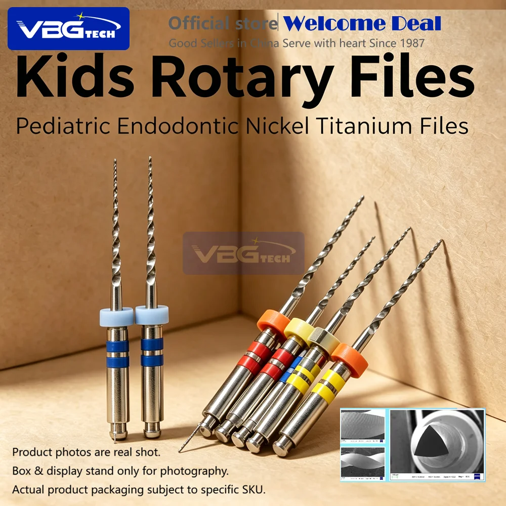 6PCS NiTi Rotary Files Dental Engine Root Canal File for Children's Primary Teeth Endodontic Treatment Pedodontic Supplies