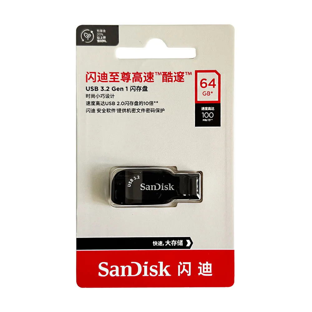 محرك فلاش SanDisk USB 3.2 32GB 64G 128G 256GB 512GB محرك القلم Memory Stick U Disk Mini Pendrive تخزين خارجي أسود SDCZ410