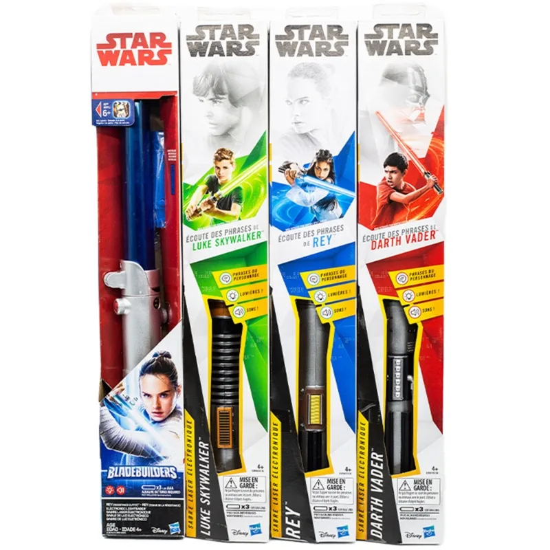 Hasbro Anime Star Wars E8 Rey Luke Skywalker Darth Vader Electric Lightsaber Knight Arts Light Sword Toys Collect Children Gifts