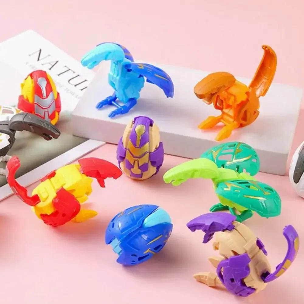 7pcs Plastic Dinosaur Transformed Egg Random Color Multistyles Simulation Dinosaur Egg Deformation Dinosaur Egg Novelty Gag Toys