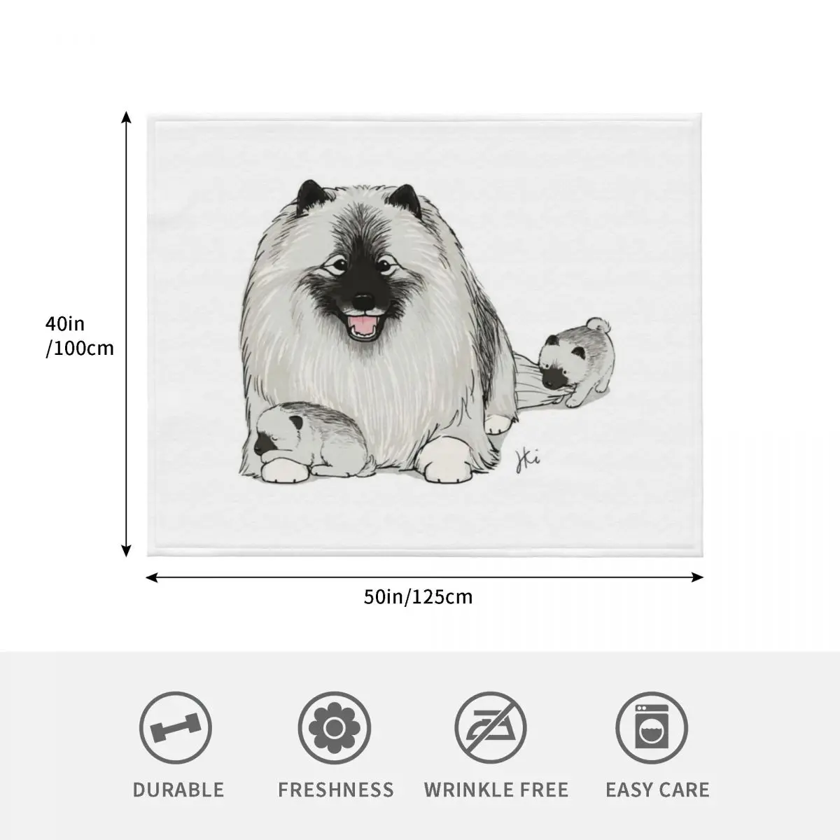 كلب كيشوند السعيد مع الجراء | لطيف Keesies Keeshonden رمي بطانية أريكة سرير لطيف منقوشة الدافئة فروي البطانيات #4