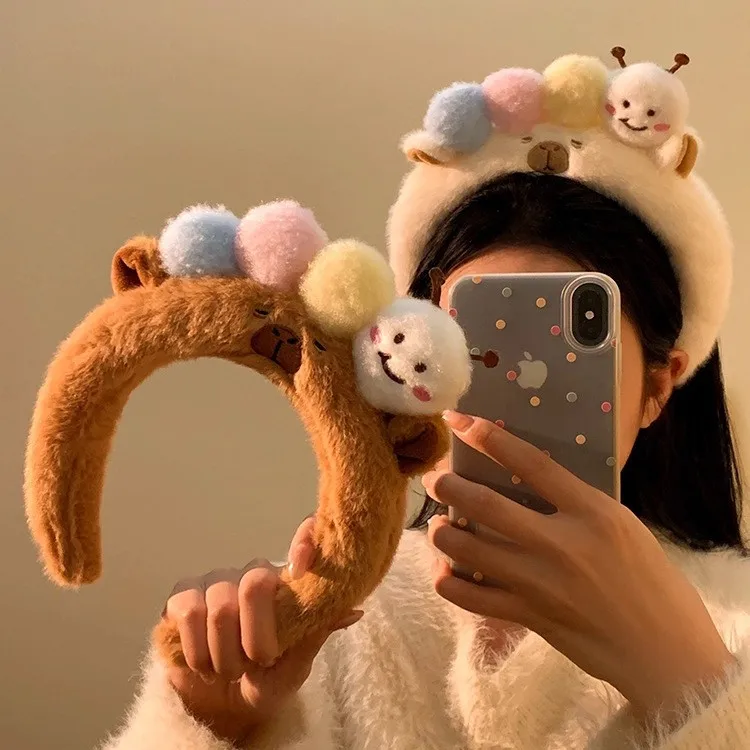 

Plush headband women's face wash cartoon headband does not restrain the head autumn and winter hair card hair accessories