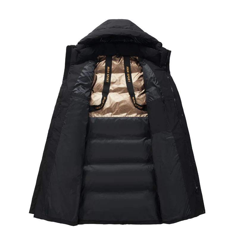 كندا موضة الشتاء سترة الرجال أسفل معطف سترة رجالي الأبيض أوزة أسفل سترة طوق مقنعين الدافئة سميكة طويلة الحشو M-4XL HXY292