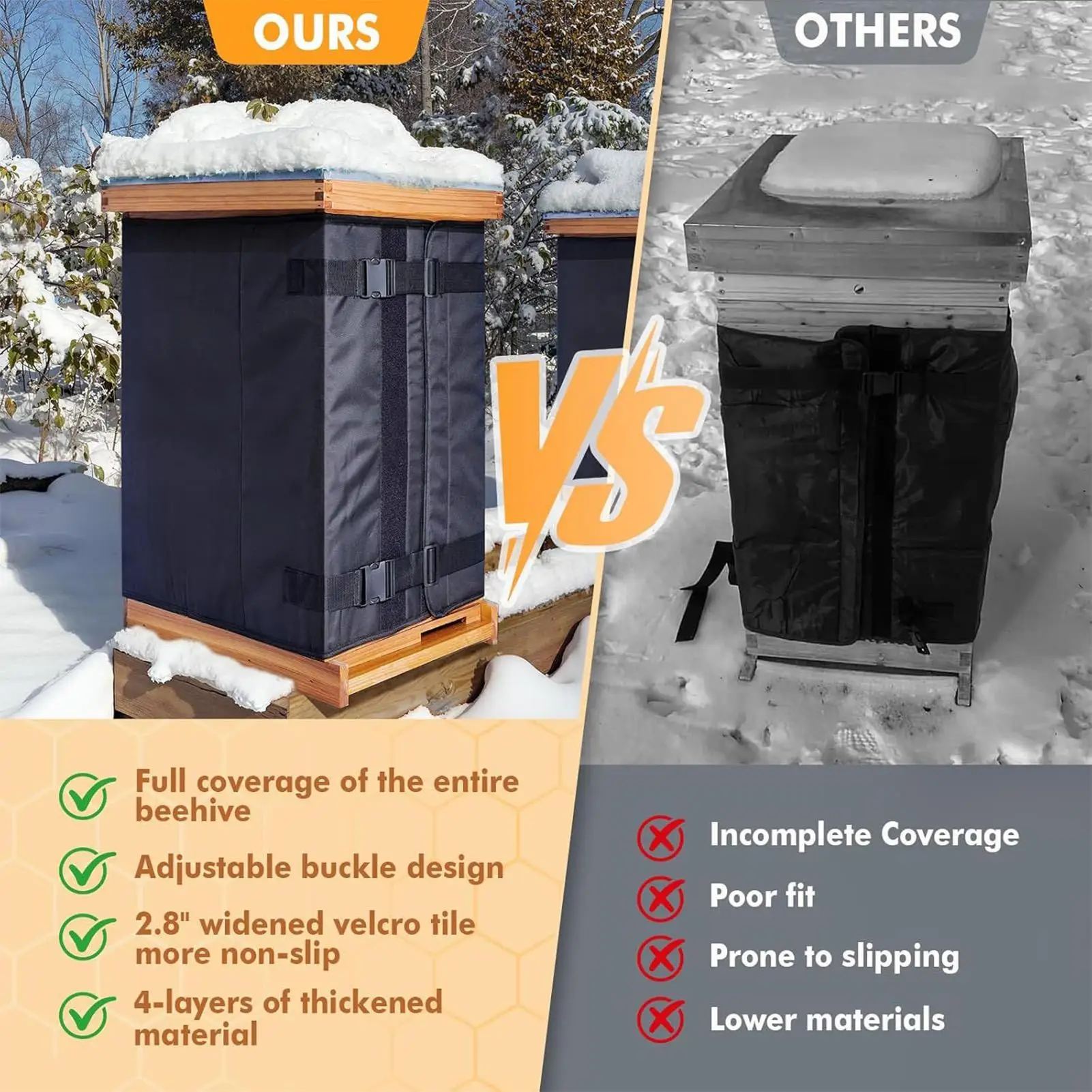 

Windproof Winter Beehive Thermal Cover Waterproof Beehive Protection Wrap For Winter Use Beekeeping Supplies Adjustables ﻿