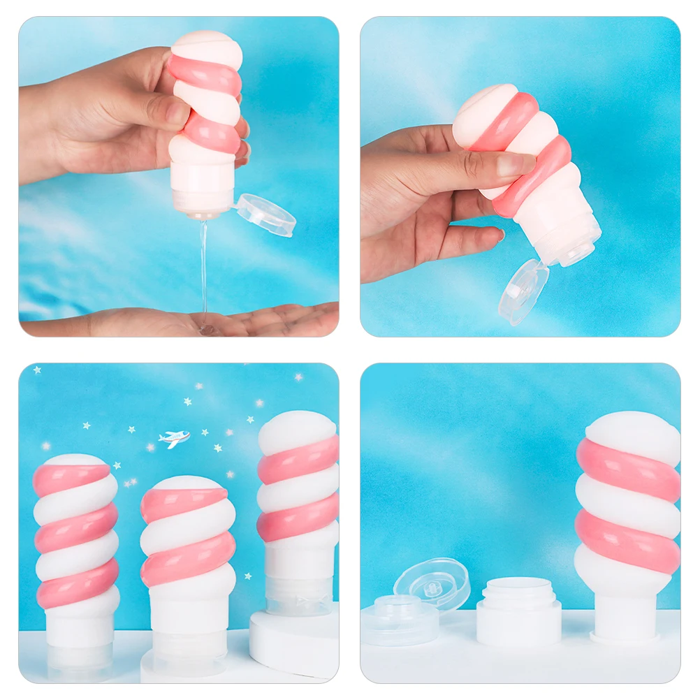 

3pcs Silicone Travel Bottles Cute Toiletry Containers Refillable Lotion Shampoo Set Leakproof Portable Empty Bottles For Outdoor