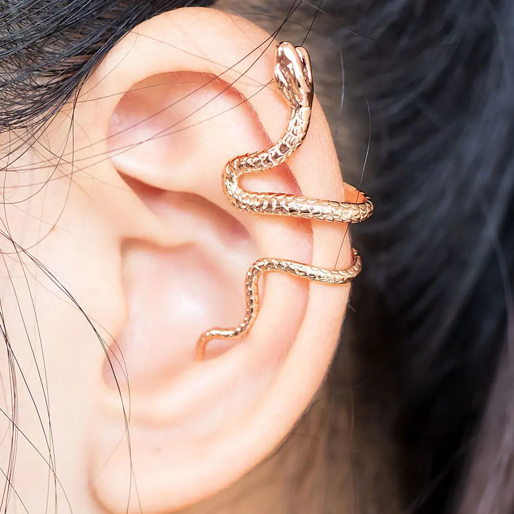 1pcs Rainbow Snake Clips On Earrings for Women Vintage Silver Color Ear Bone Clip Punk Ear Cuffs Personality Jewelry Accessories