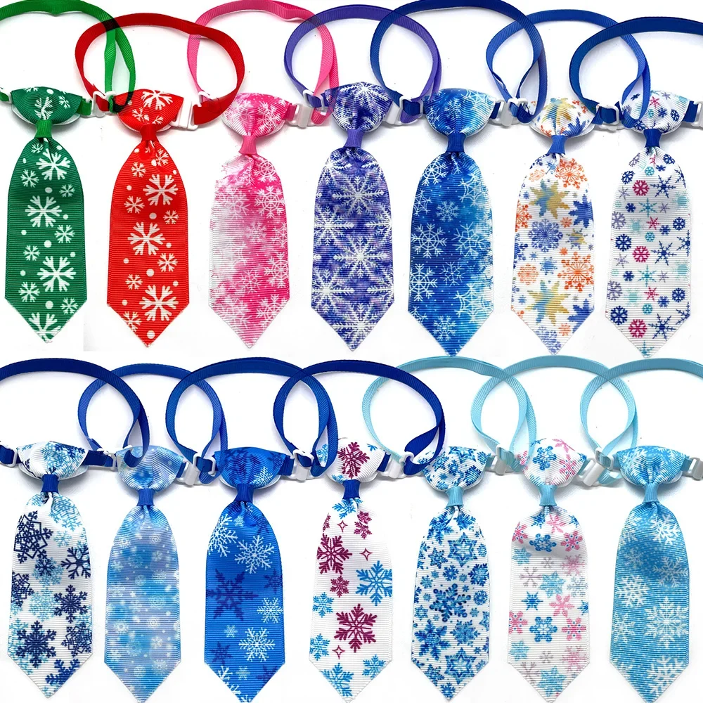 30/50pcs Winter Style Pet Dog Bow Ties Collars Snowflake Dog Bows Pet Cat Dog Bowties Neckties Pet Grooming Accessories Supplies