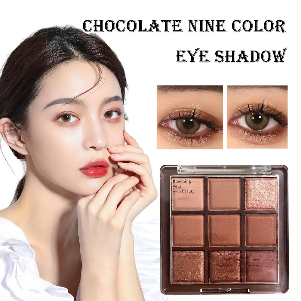 Chocolate Eye Shadow Adequado para Colorir Maquiagem Diária, Smoky Eye Shadow, Clareamento e Focagem, 9 Cores, T2M1