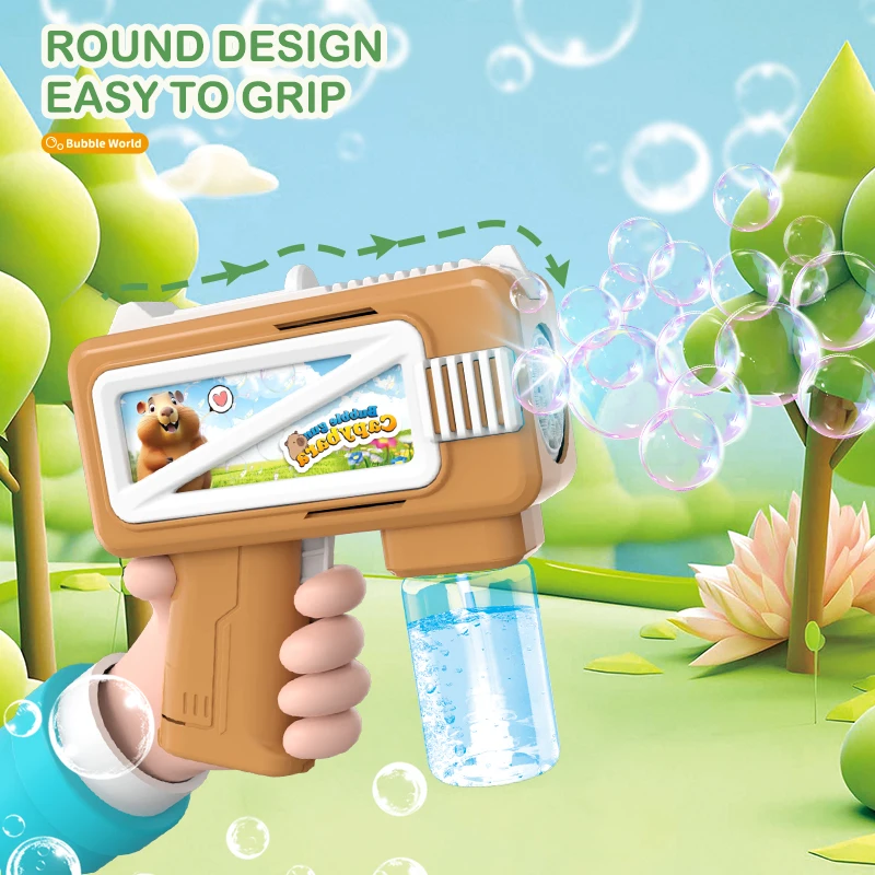 ใหม่ไฟฟ้าการ์ตูนBubble Gunเด็กกลางแจ้งInteractiveมือถือBubbleของเล่นงานแต่งงานกลางแจ้งไม่มีแบตเตอรี่Bubble Water