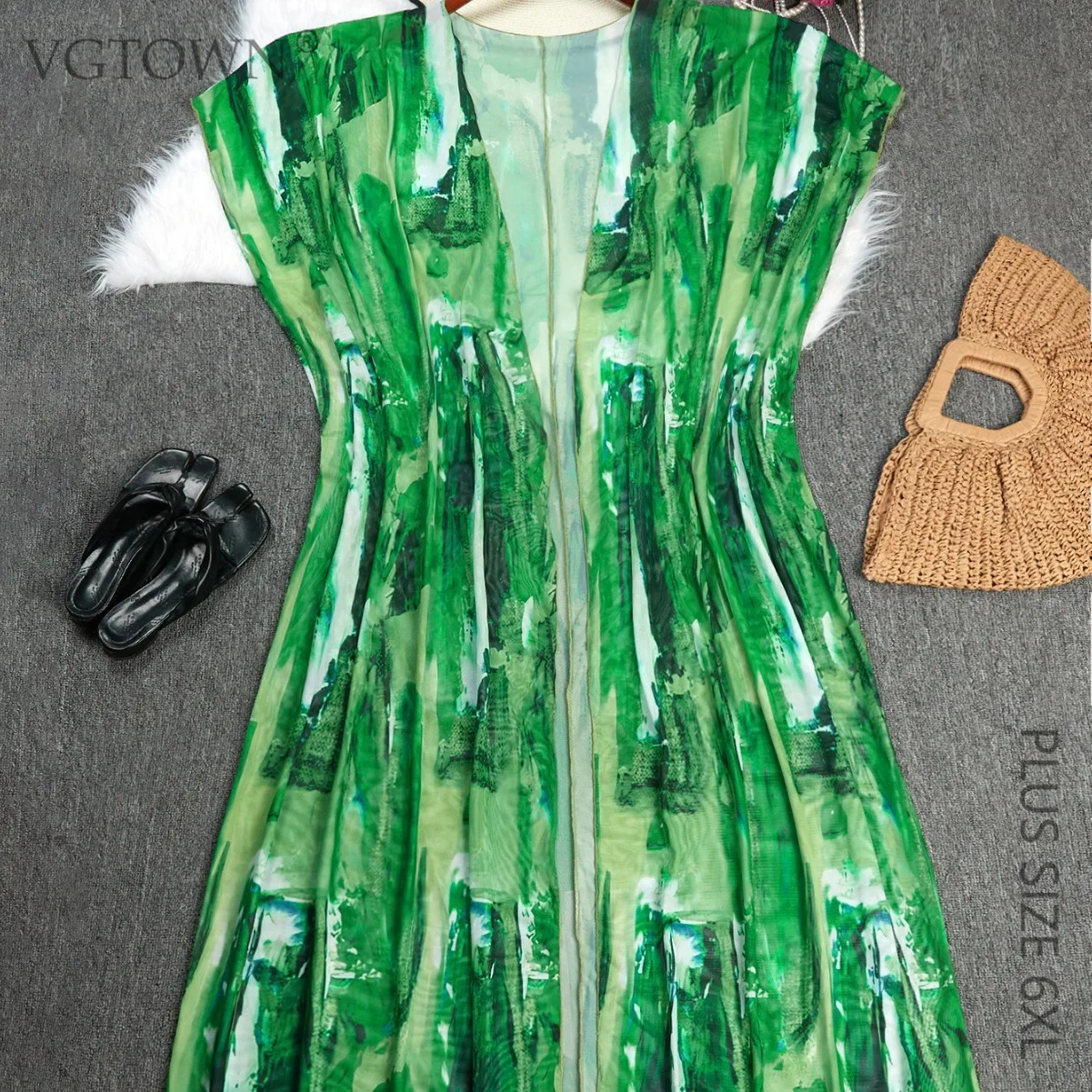 Vestido estampado bohemio de talla grande caftán ropa de descanso traje de baño largo cubrir Maxi ropa de playa traje de vacaciones