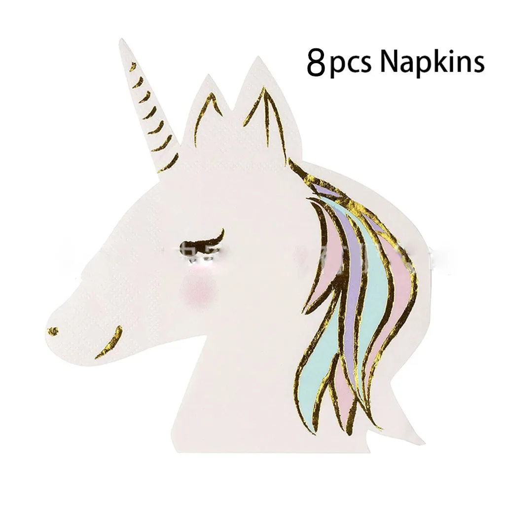 Unicorn Disposable Tableware Unicorn Party Supplies Paper Plates Napkins Happy Unicorn Birthday Party Decor Rainbow Horse Girl