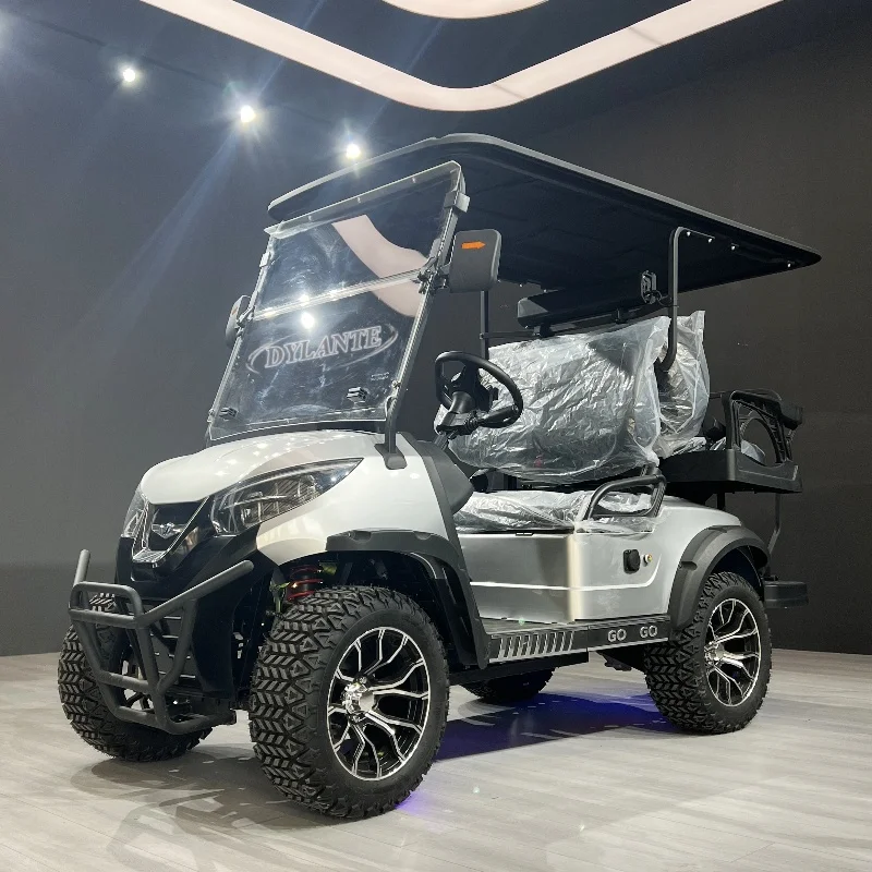 أفضل سعر 48 فولت 60 فولت 72 فولت الرصاص الحمضية/بطارية ليثيوم عربة جولف 4 عجلات 4 مقاعد سيارة جولف كهربائية مع أشرطة حقيبة الجولف وسلة #4
