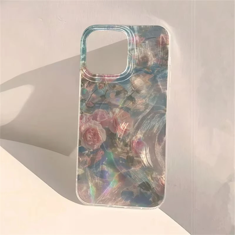 Funda estampada con ondas de agua rosa frescas de verano para Samsung Galaxy A55 A54 A15 A35S25 S24 S23 S22 Ultra S21 FE S20 cubierta trasera brillante