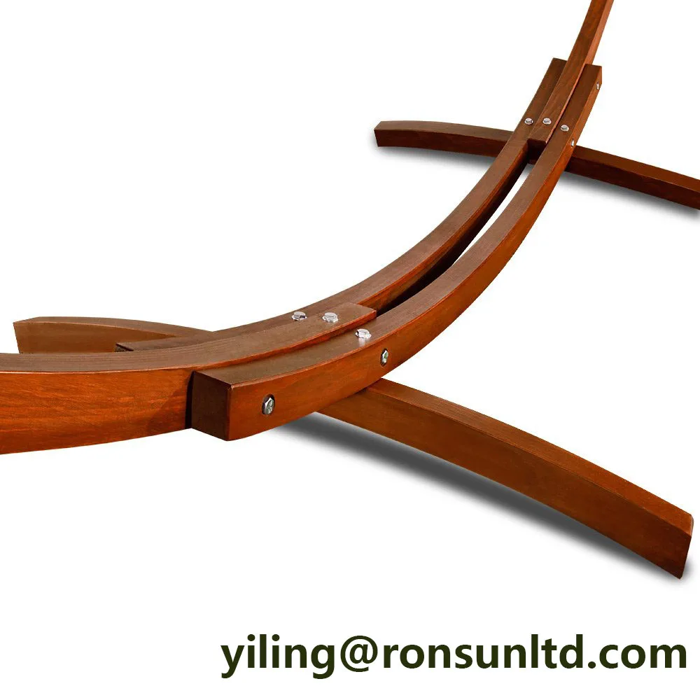 Garden Hammock with Wooden Curved Arc Hammock Stand Comfortable Wood Stand Person Hammock with Roof