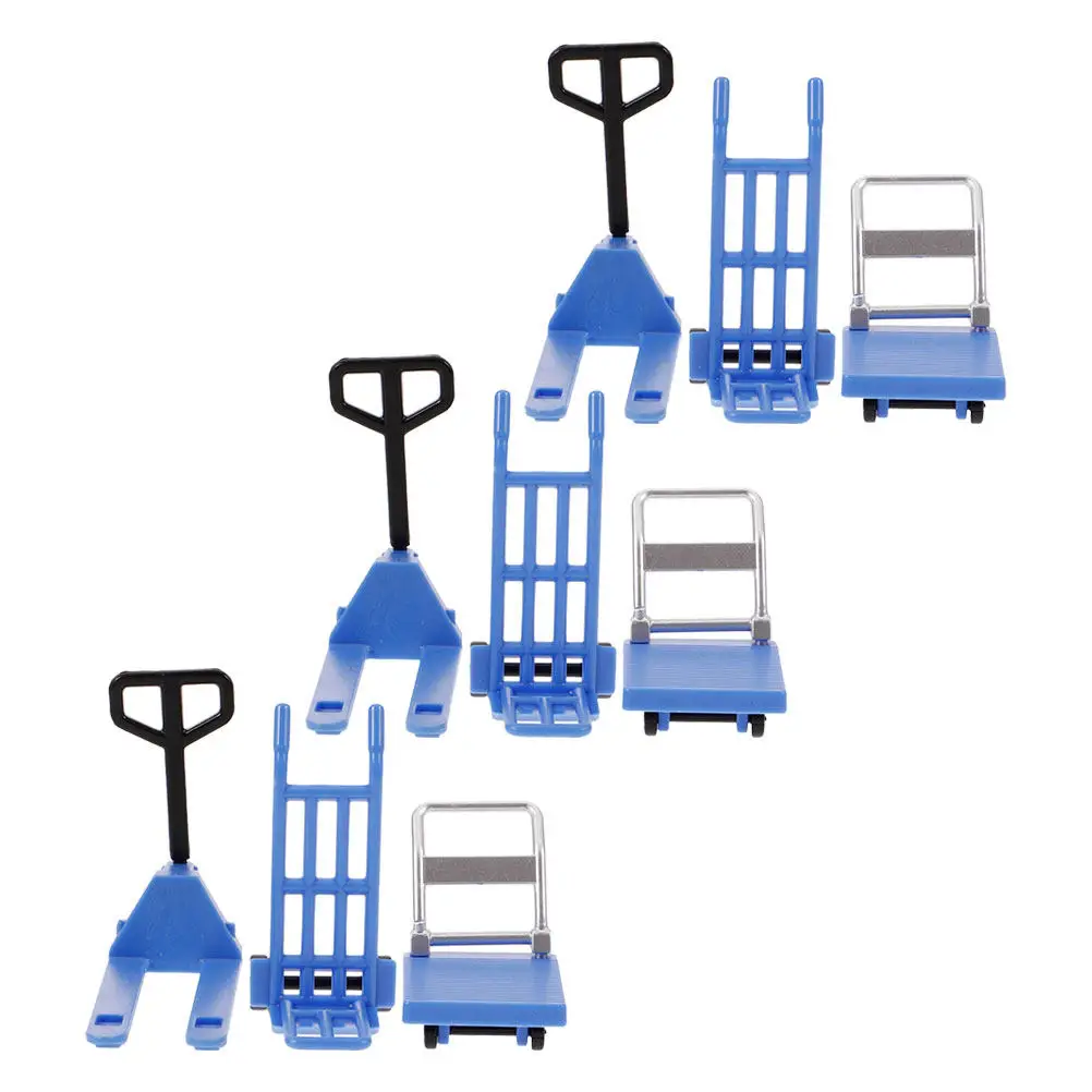 

3Sets Miniature Moving Construction Vehicle Small Platform Cart Forklift Hand Trolley Lightweight Safety Educational Playset