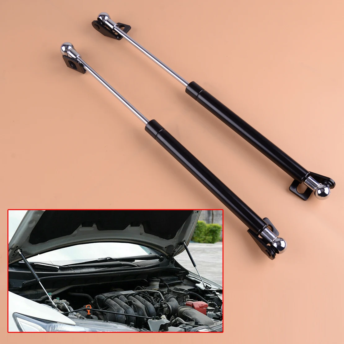 beler 2pcs Car Front Bonnet Hood Lift Support Shock Struts Spring fit for Honda Fit Jazz 2014 2015 2016 2017 2018 2019