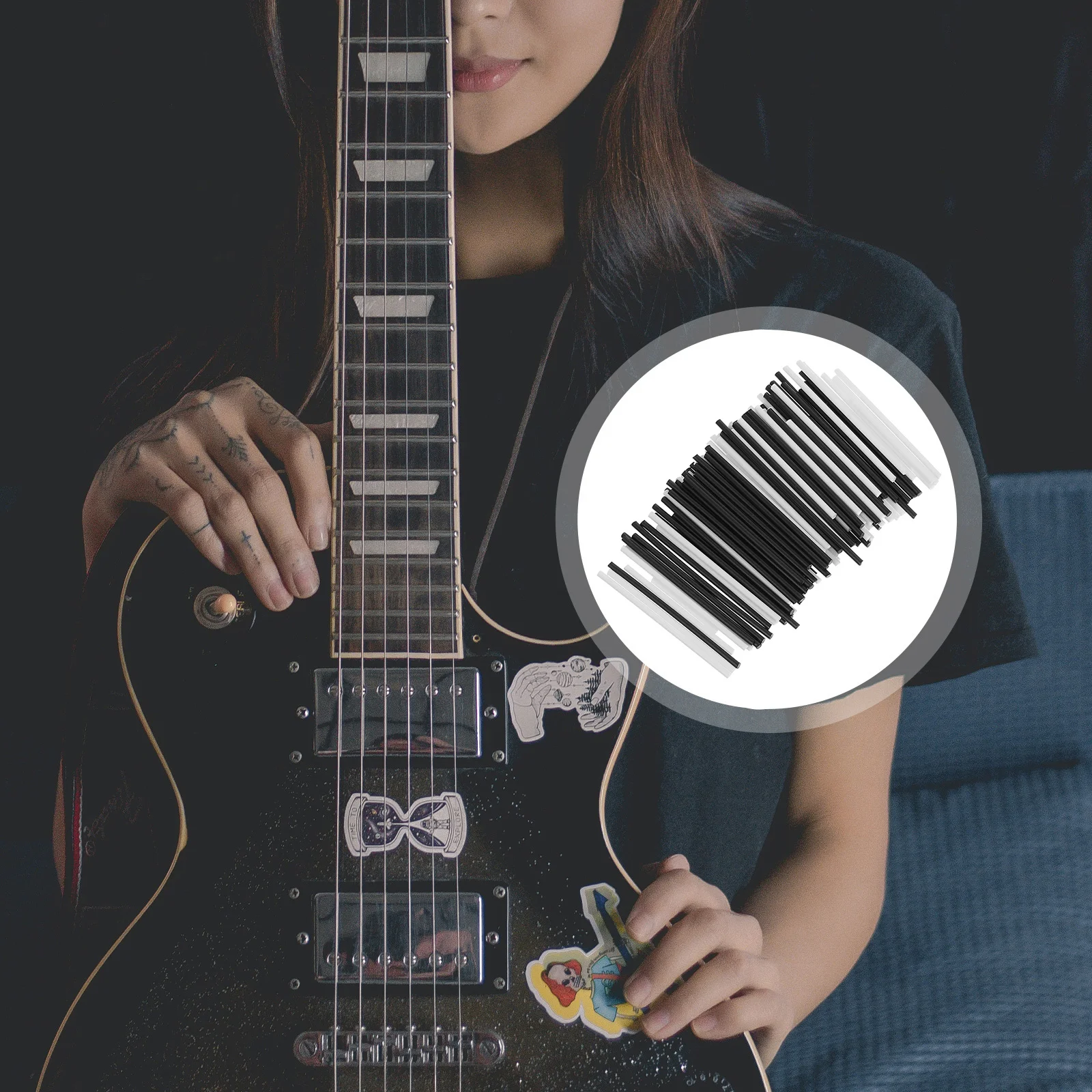 

100Pcs Guitar Fingerboard Side Marker 2mm Plastic Durable Fret Dot Inlays Replacement Parts for Guitar Bass Accessories